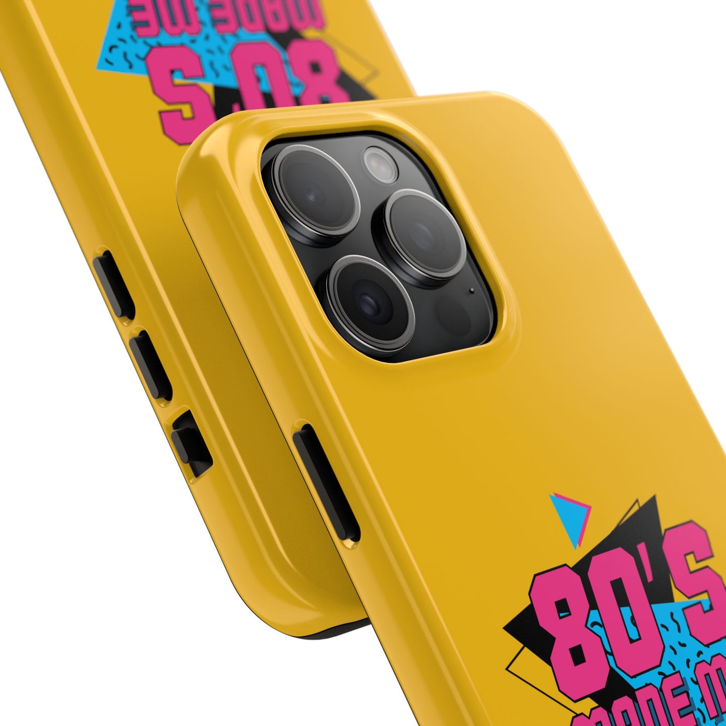 80's Made Me Tough Phone Case - Retro Yellow Silicone Cover - for iPhone