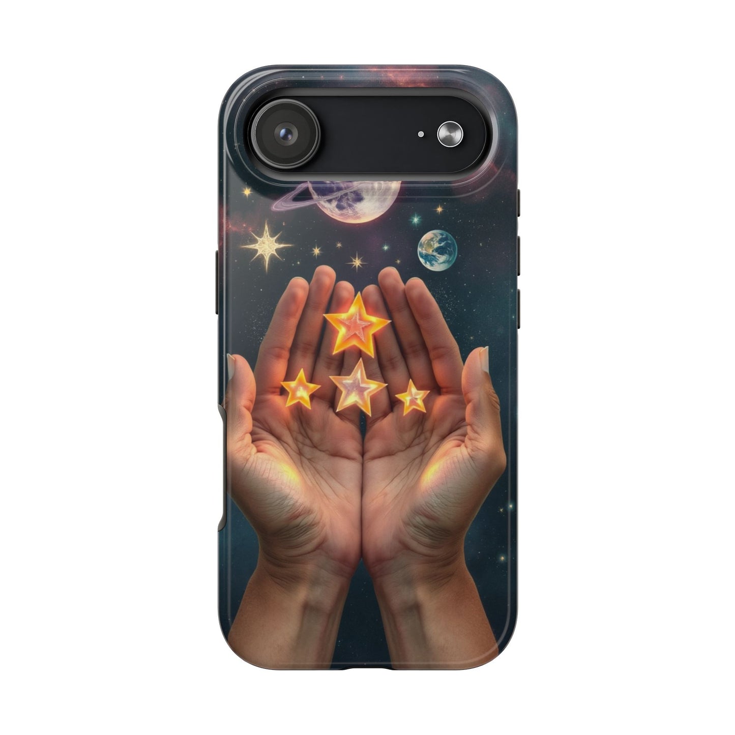 Galaxy Hands Tough Phone Case - Celestial Design for Star Lovers
