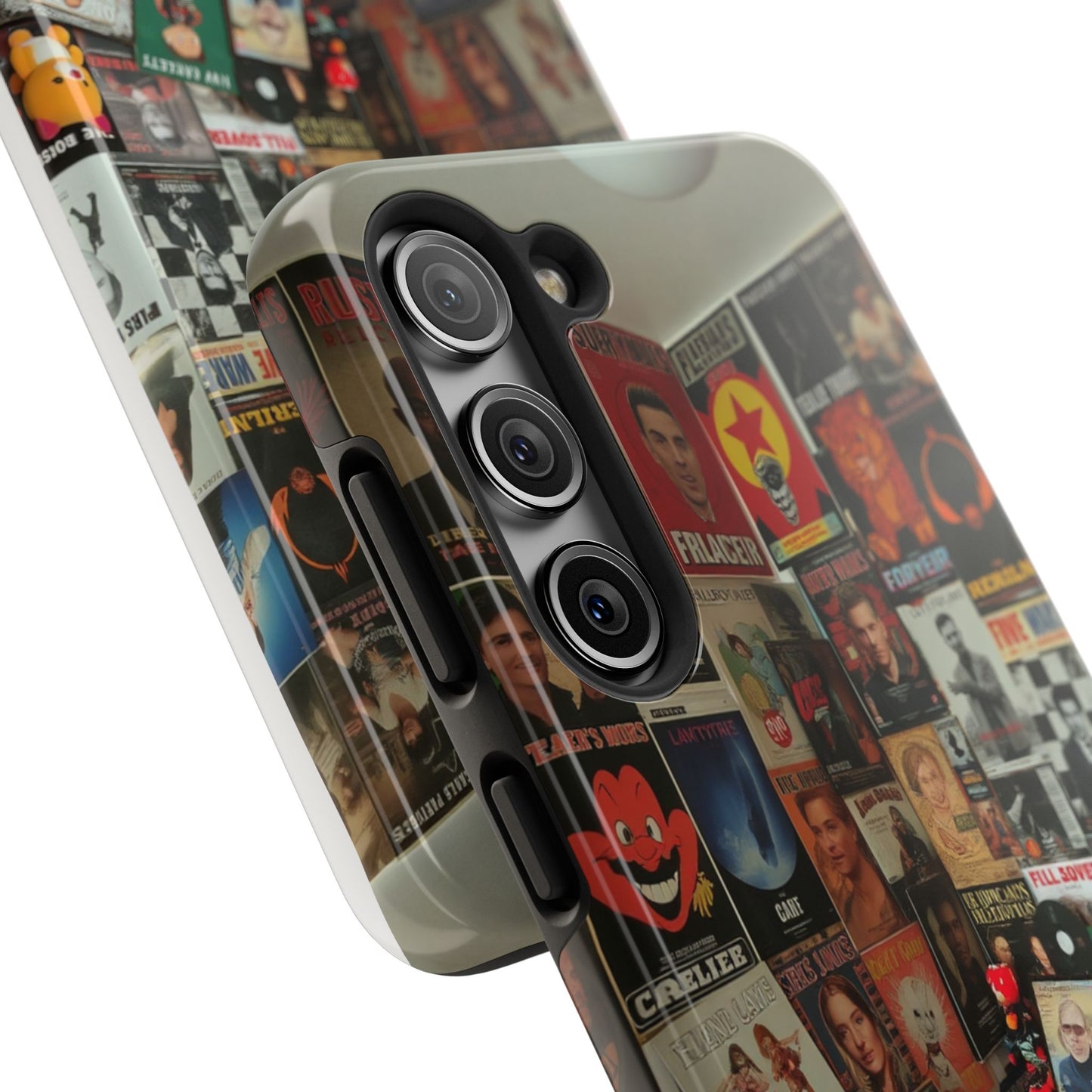 Retro Vibe Tough Phone Case - Vintage Movie Posters & Plush Toys Design