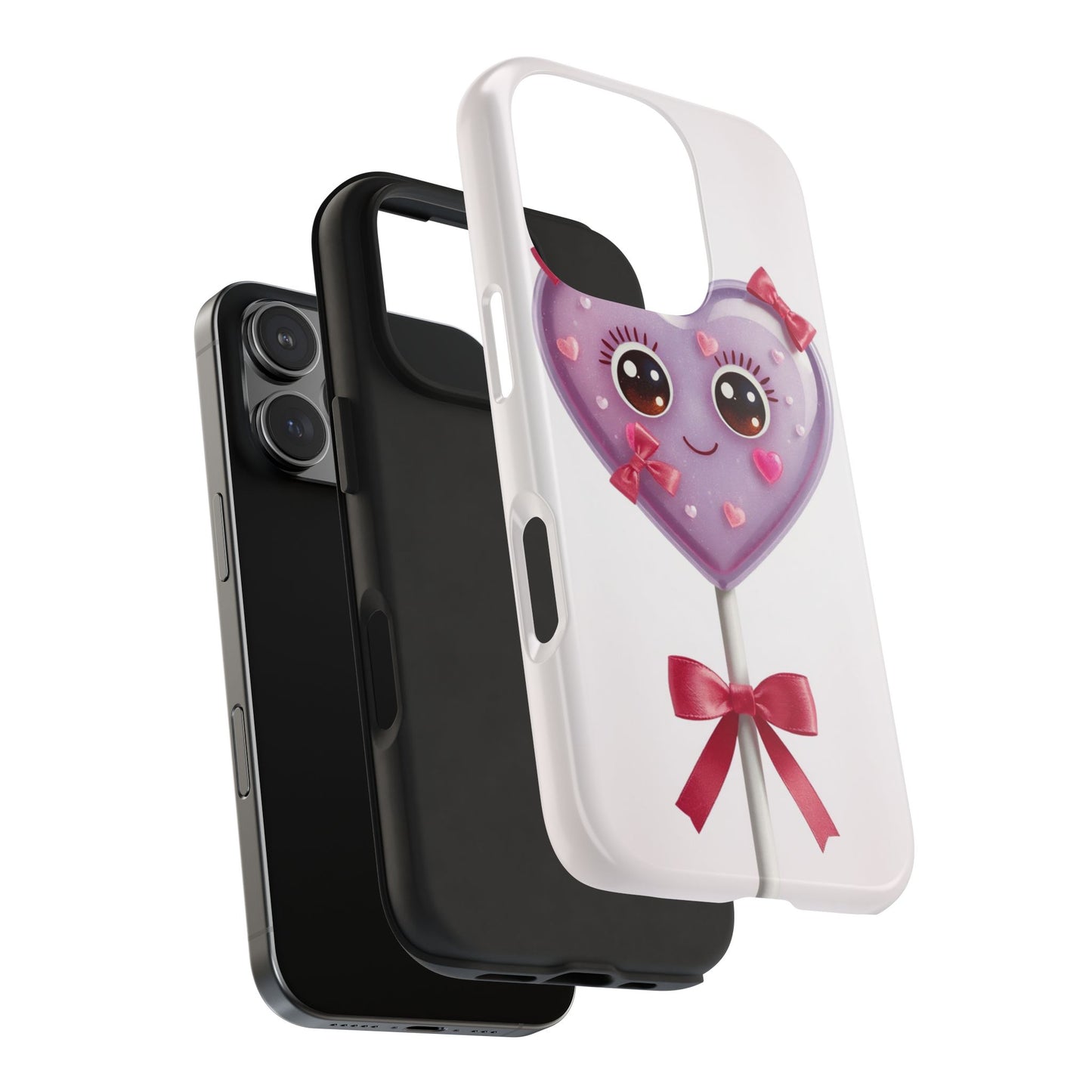 Cute Heart Lollipop Tough Phone Case - Adorable Protection for Candy Lovers