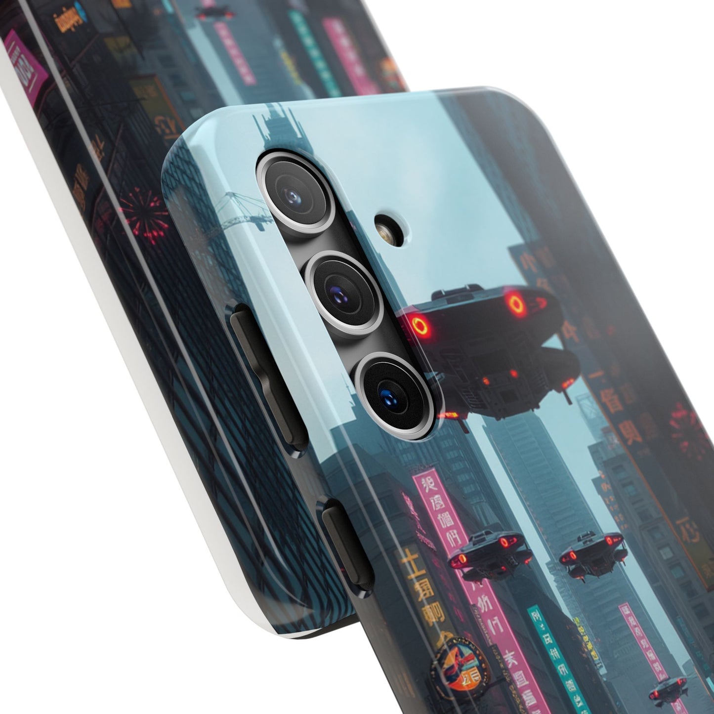 Futuristic City Tough Phone Case - Sci-Fi Design for Urban Explorers