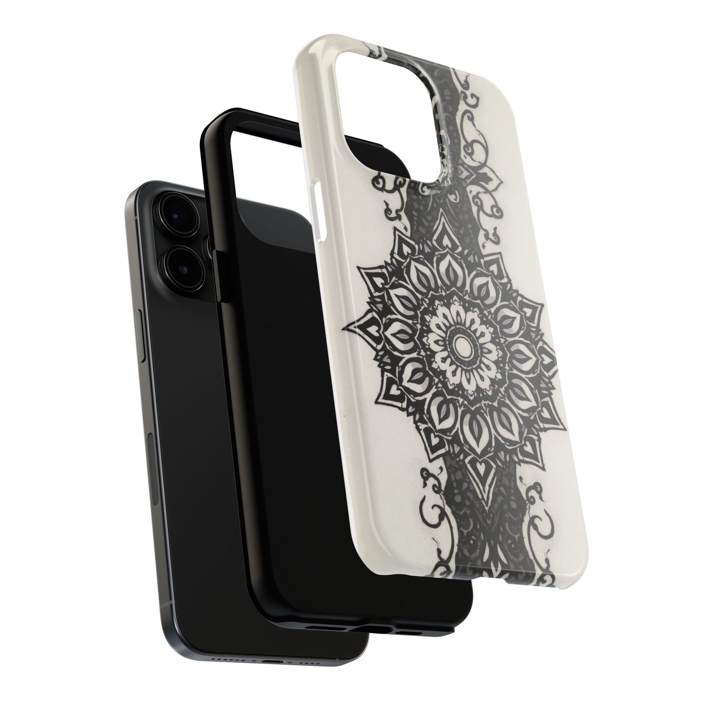 Stylish Tough Phone Cases with Dark Mandala Design - Durable and Unique Protection - for iPhone