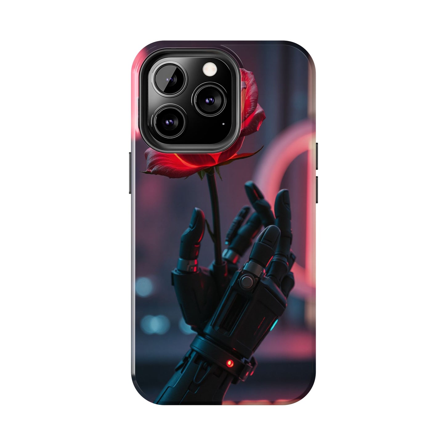 Futuristic Tough Phone Case with Robotic Rose Design | Durable Protection
