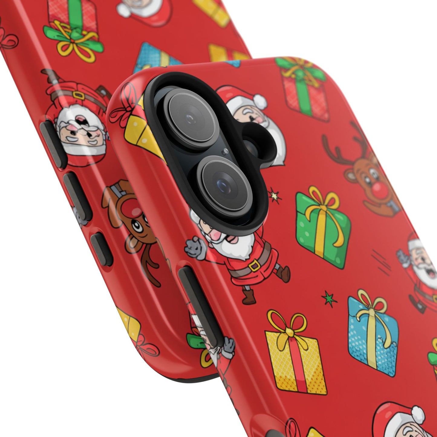Festive Santa and Reindeer Tough Phone Case - Christmas Holiday Design
