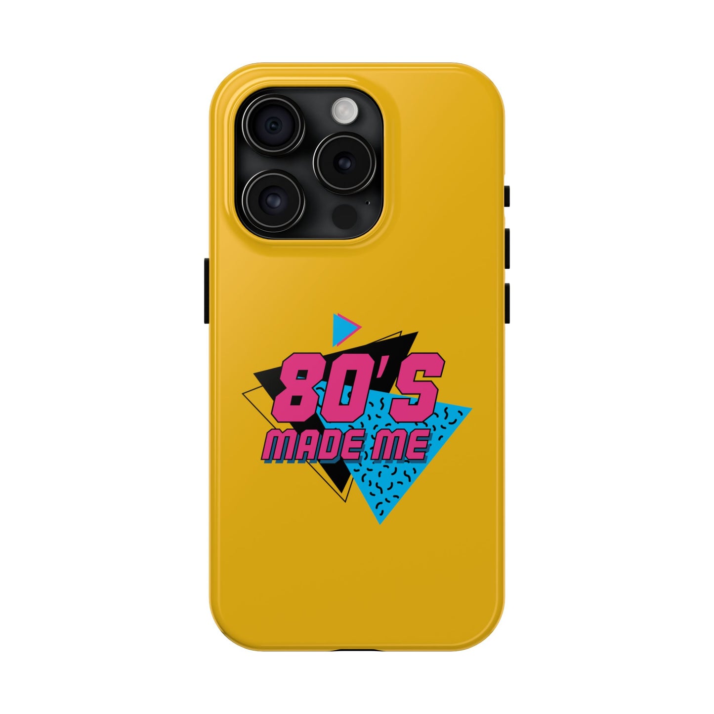 80's Made Me Tough Phone Case - Retro Yellow Silicone Cover - for iPhone