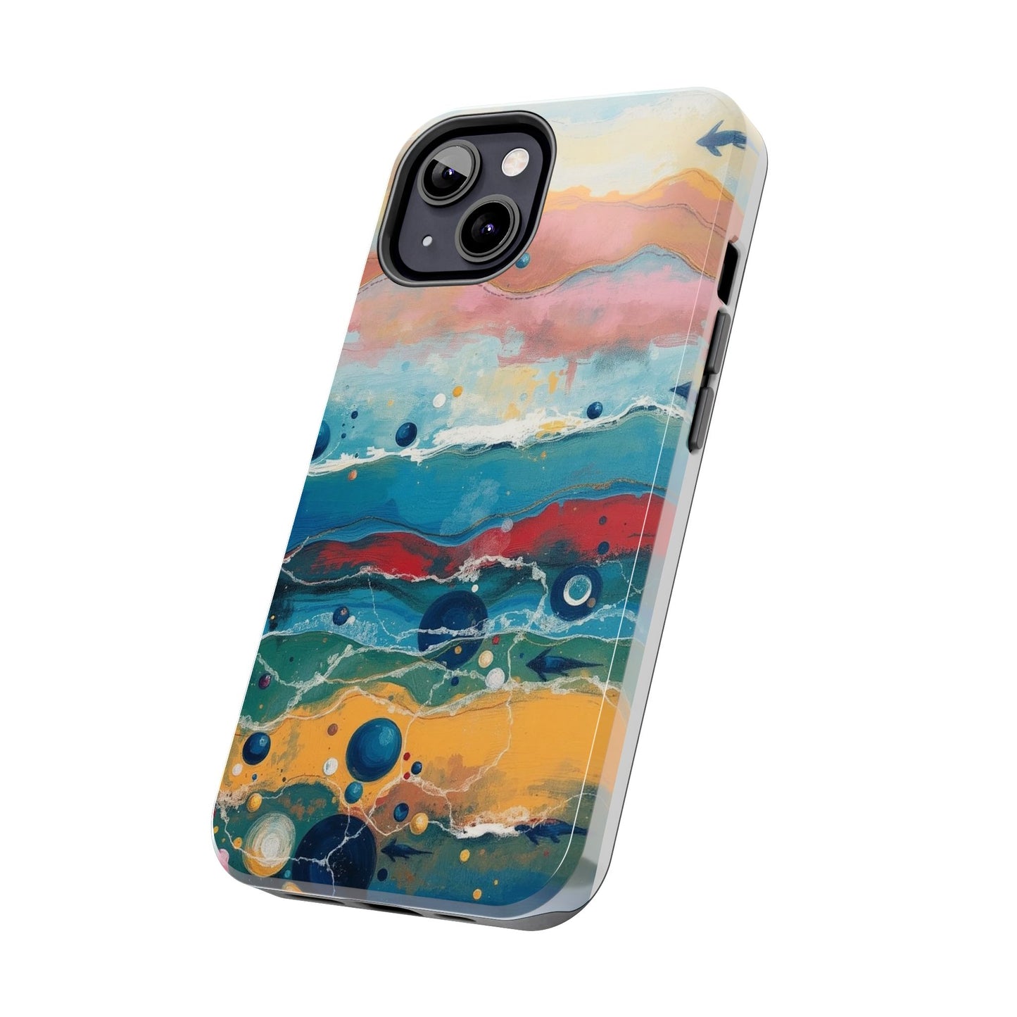 Artistic Tough Phone Case - Vibrant Waves Design for Unique Style