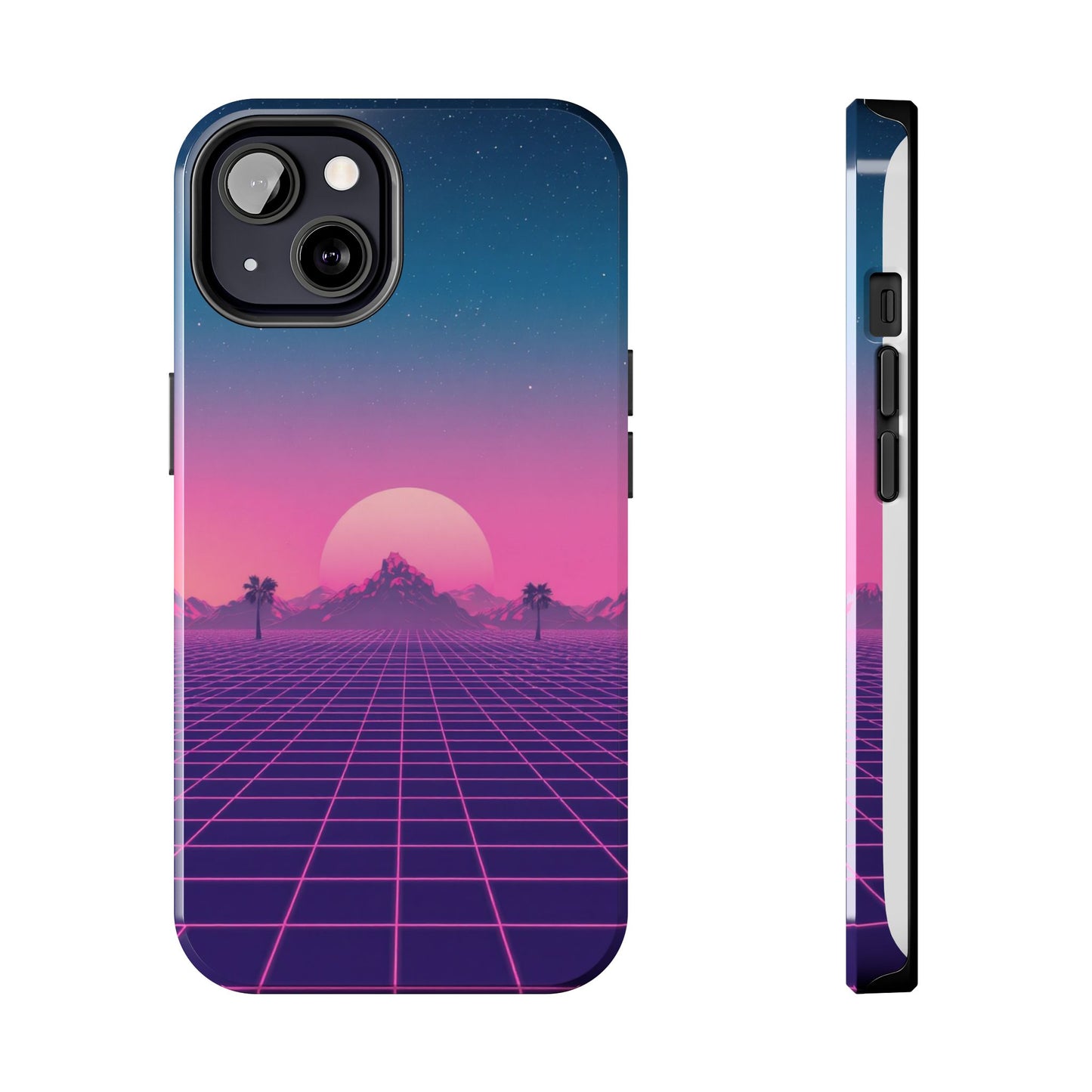 Retro Aesthetic Tough Phone Case - Vibrant Sunset Design
