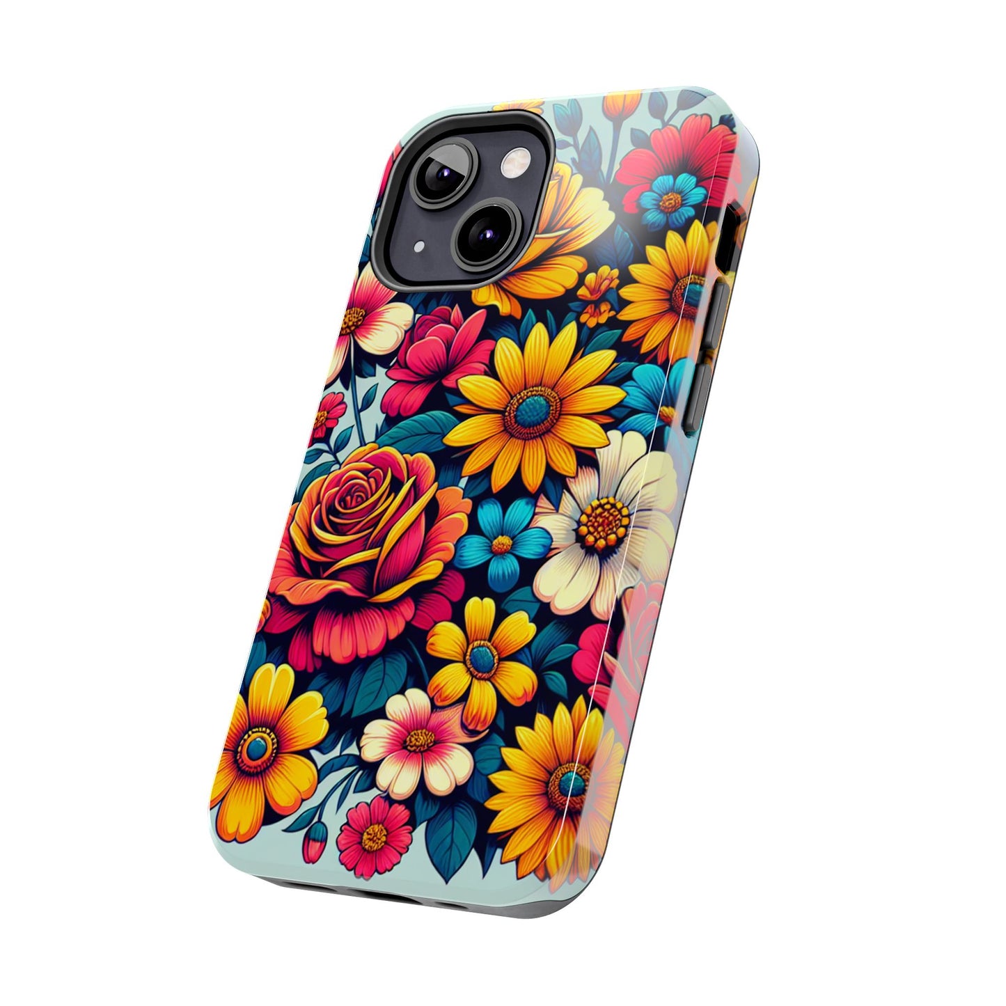 Vibrant Floral Tough Phone Case - Colorful Flower Design - for iPhone