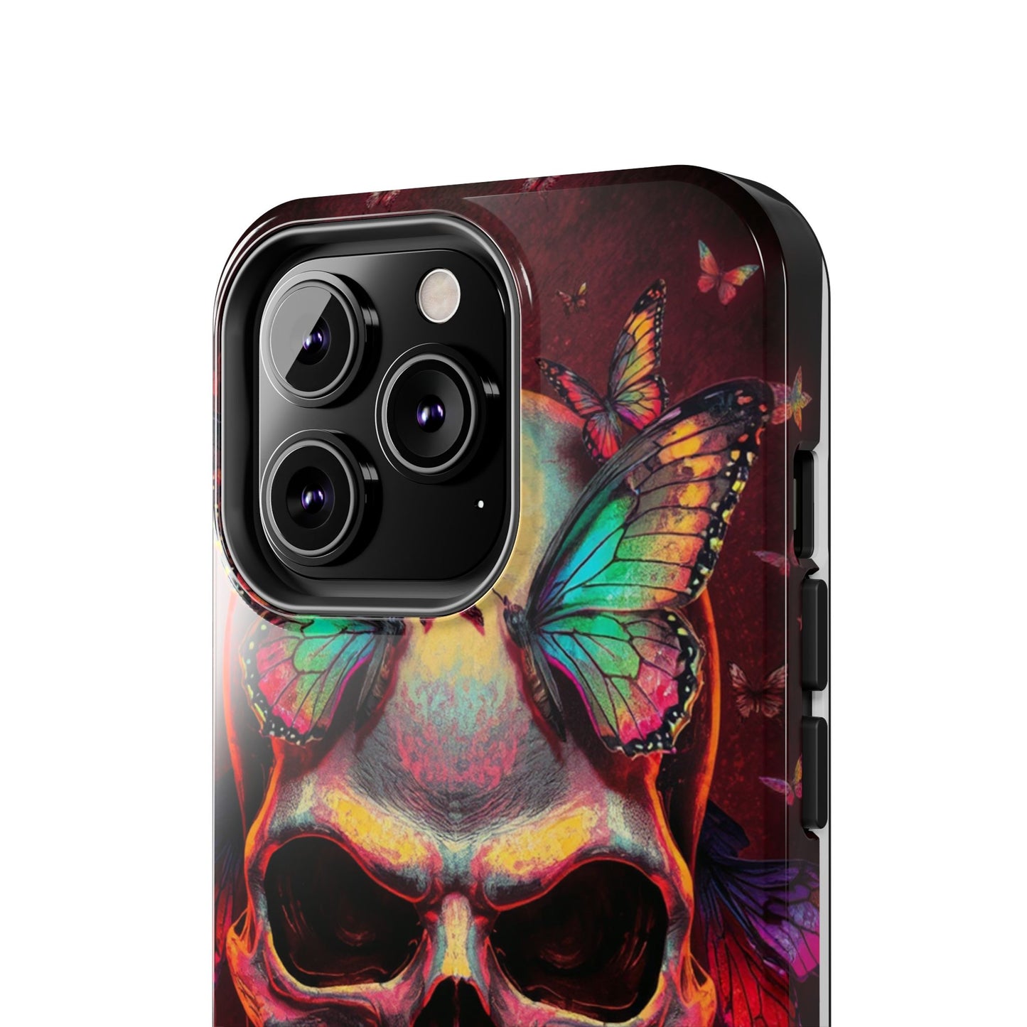 Gothic Skull Phone Case with Butterflies - Durable Tough Phone Case
