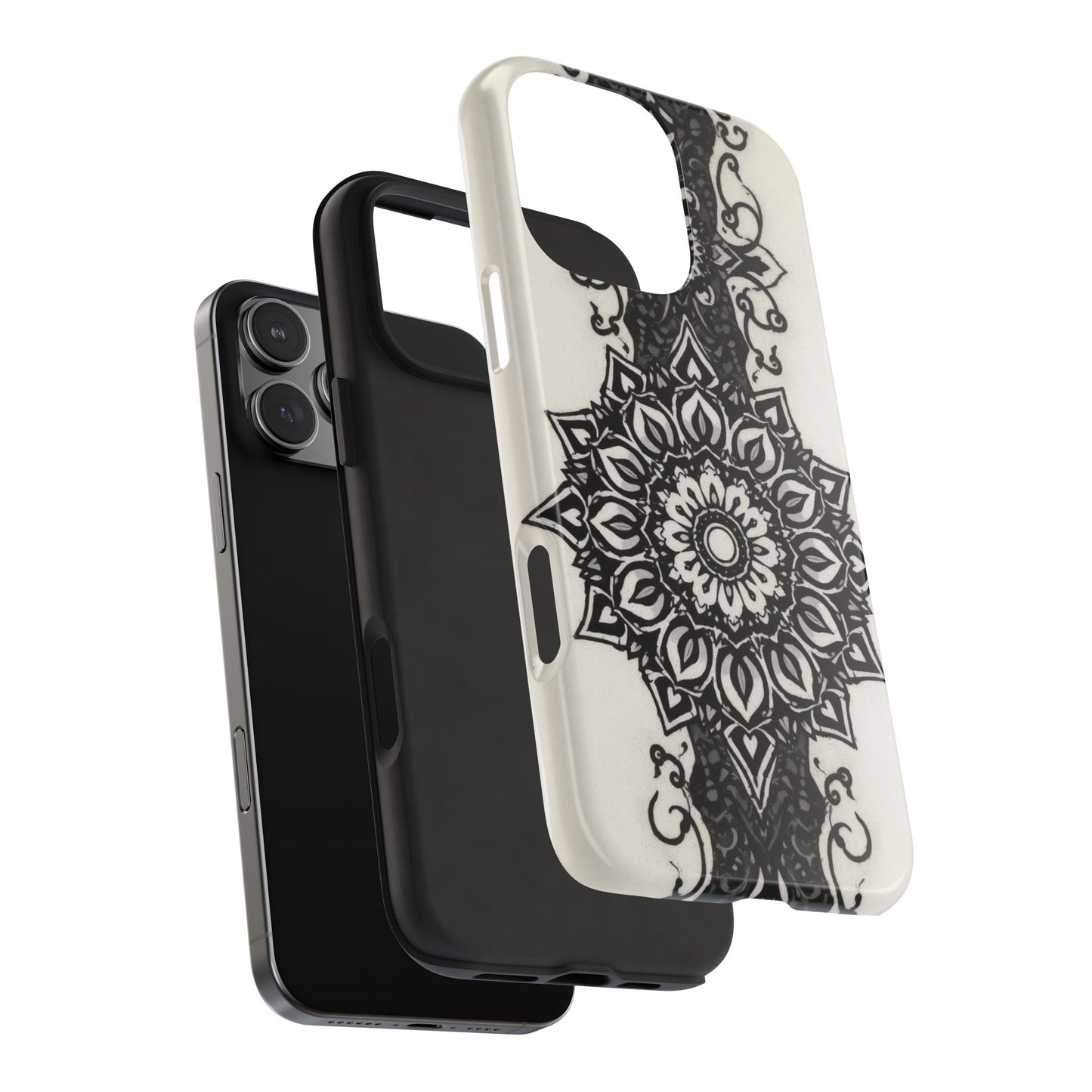 Stylish Tough Phone Cases with Dark Mandala Design - Durable and Unique Protection - for iPhone