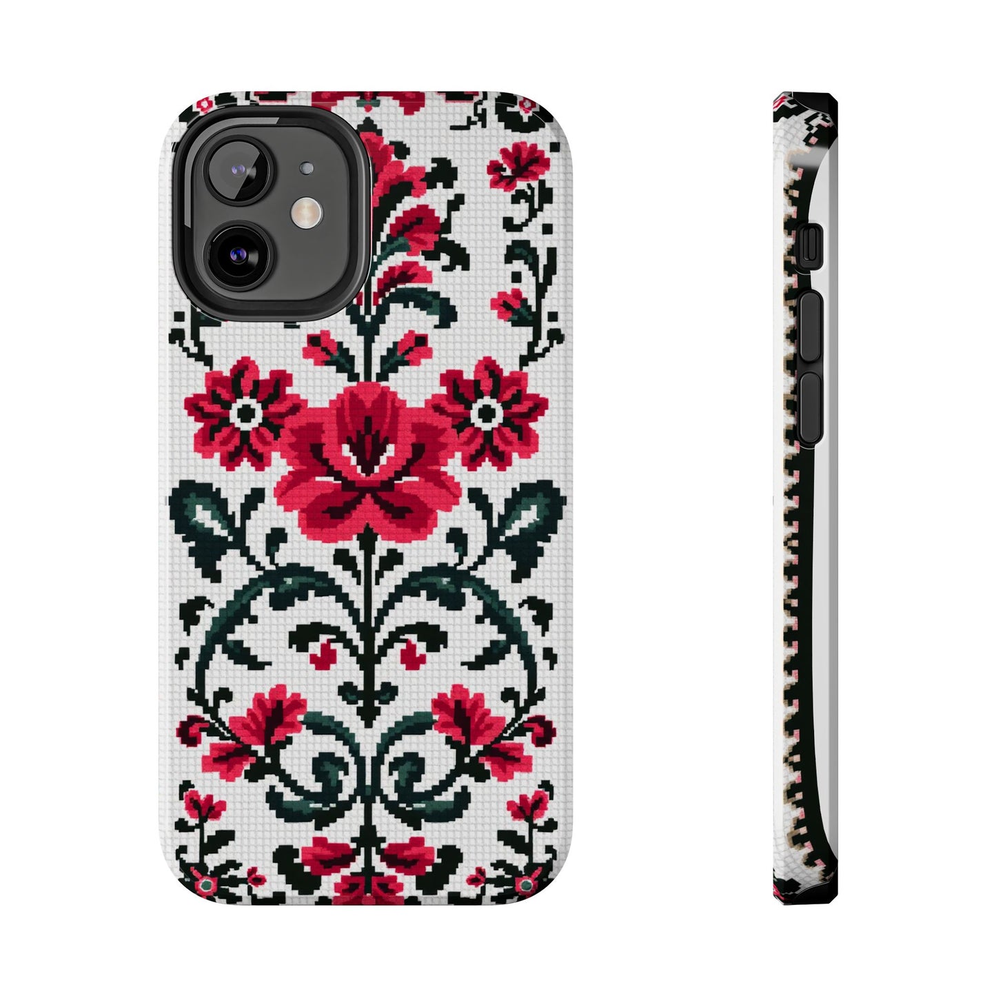 Traditional Floral Knit Tough Phone Cases - Durable Protection with Vintage Style - for iPhone