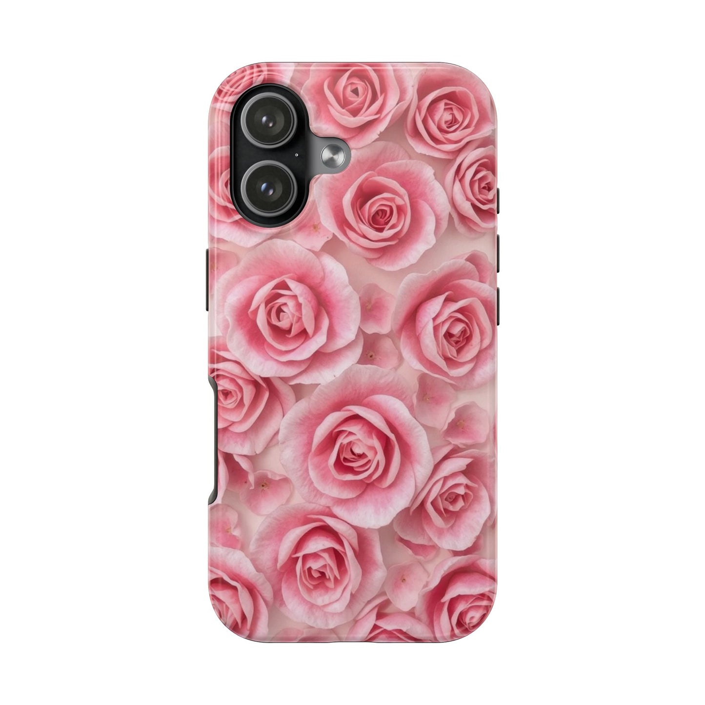 Floral Tough Phone Case - Pink Rose Design, Durable Protection for Flower Lovers