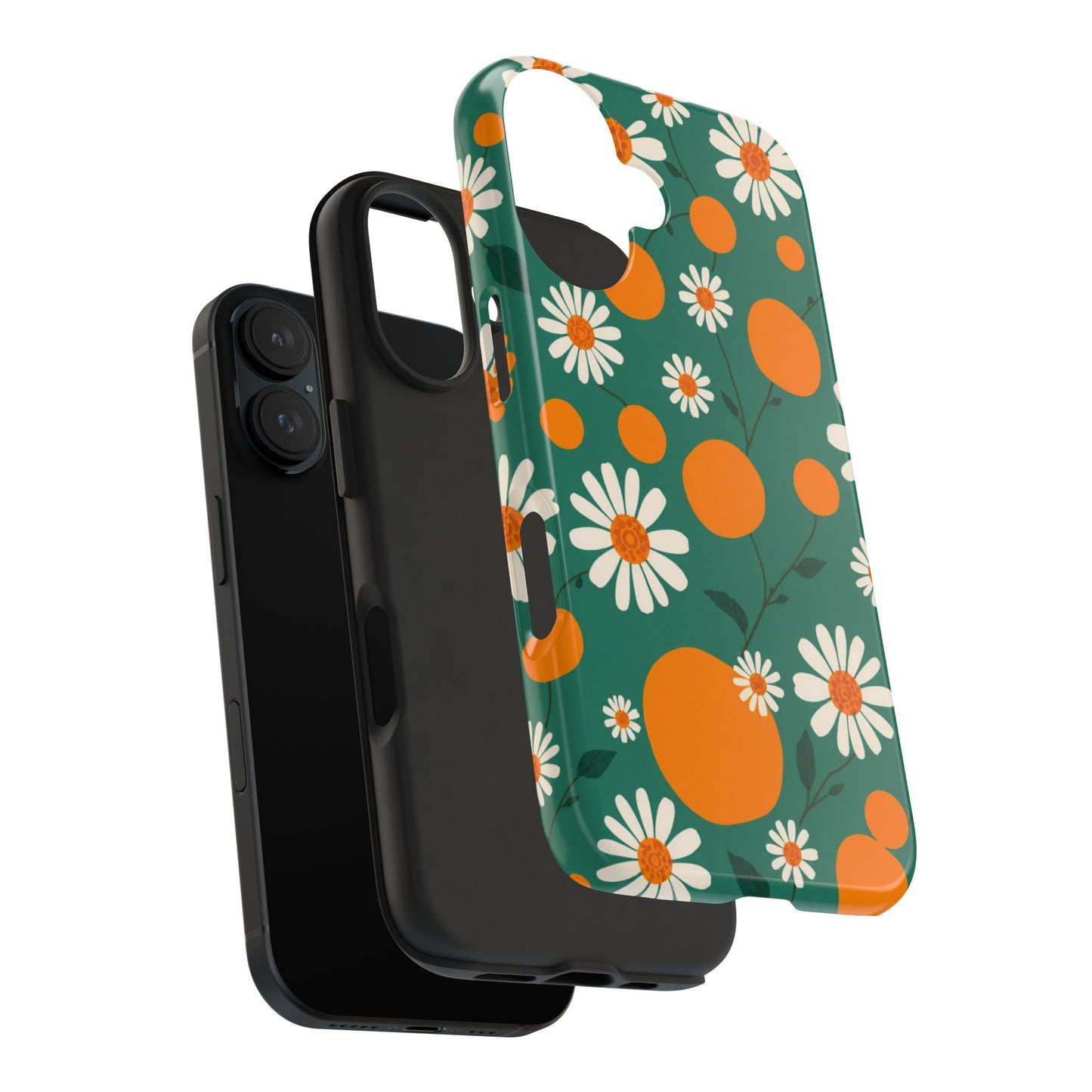 Floral Tough Phone Case - Daisy & Orange Design