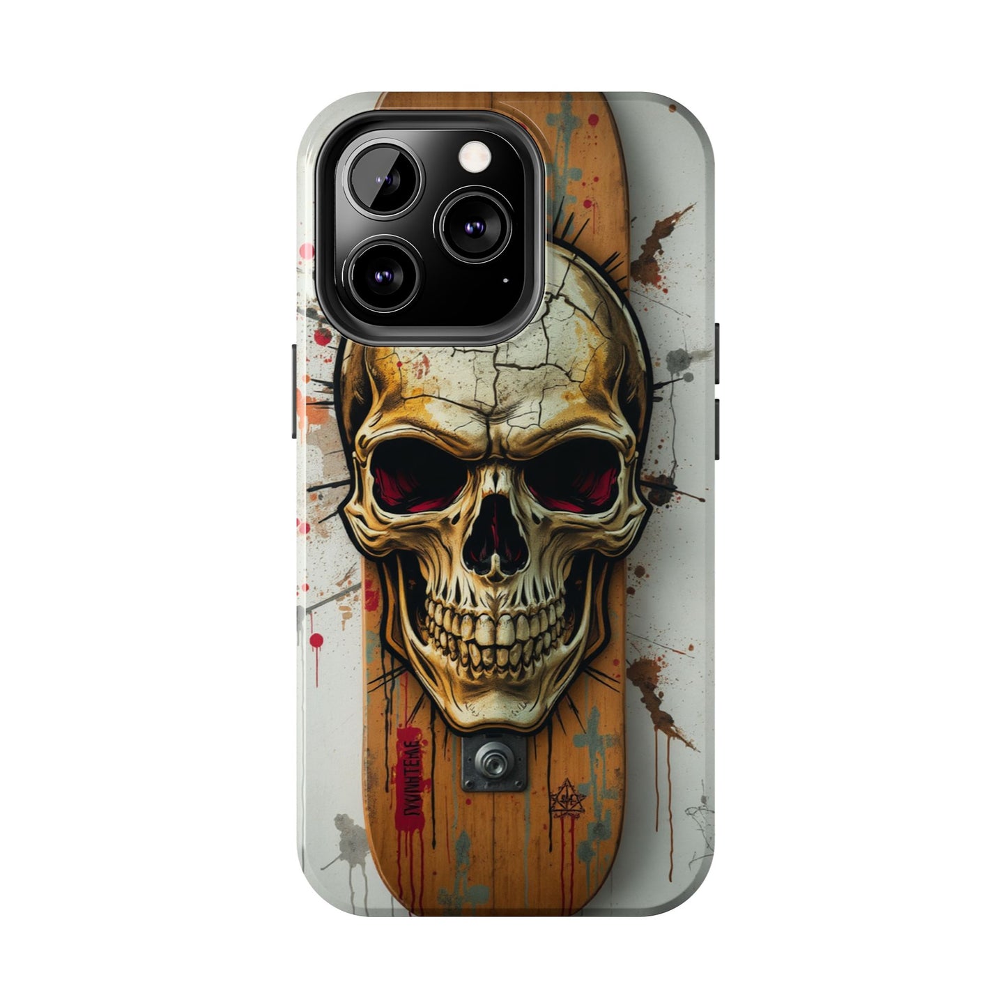 Edgy Skull Tough Phone Case - Durable Protection for Skateboard Enthusiasts