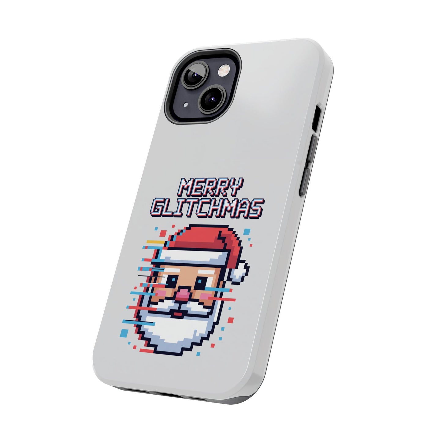 Merry Glitchmas Phone Case - Christmas Pixel Art Design for iPhone