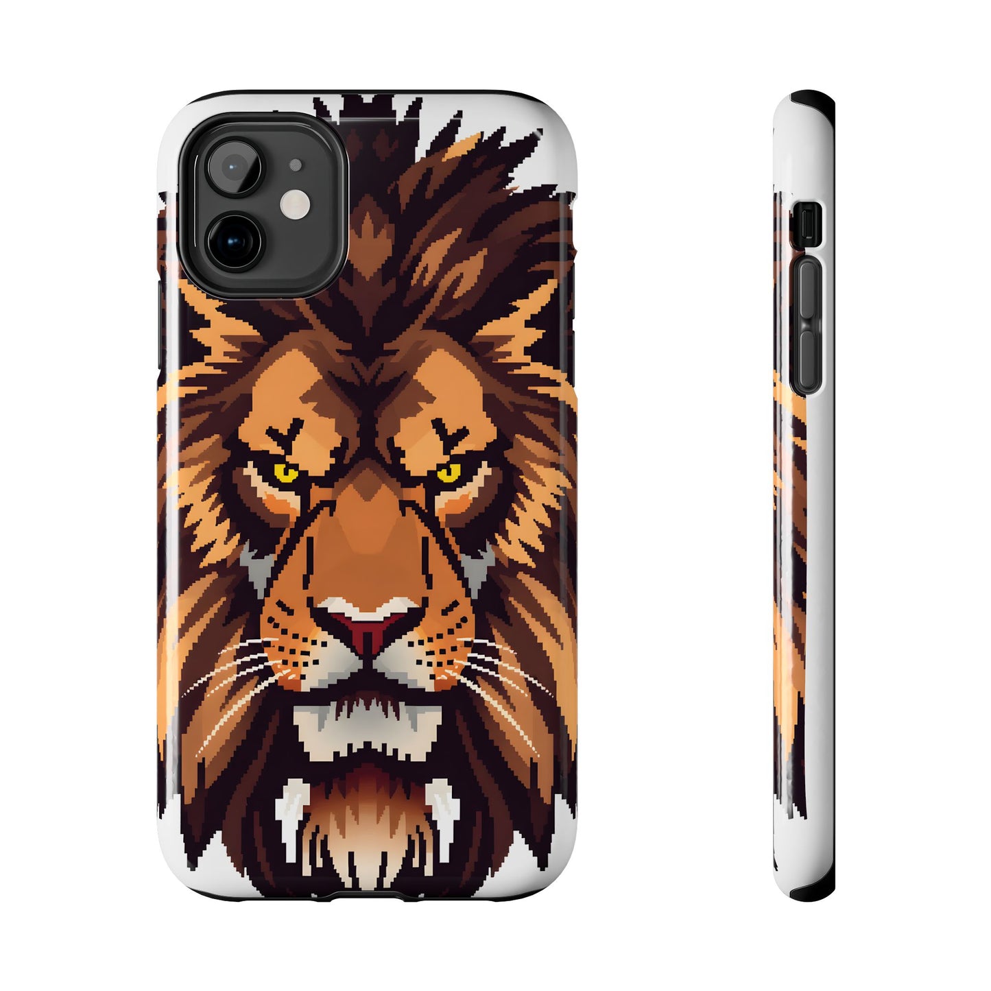 Fierce Pixelated Lion Tough Phone Case - Durable Design for Animal Lovers - for iPhone