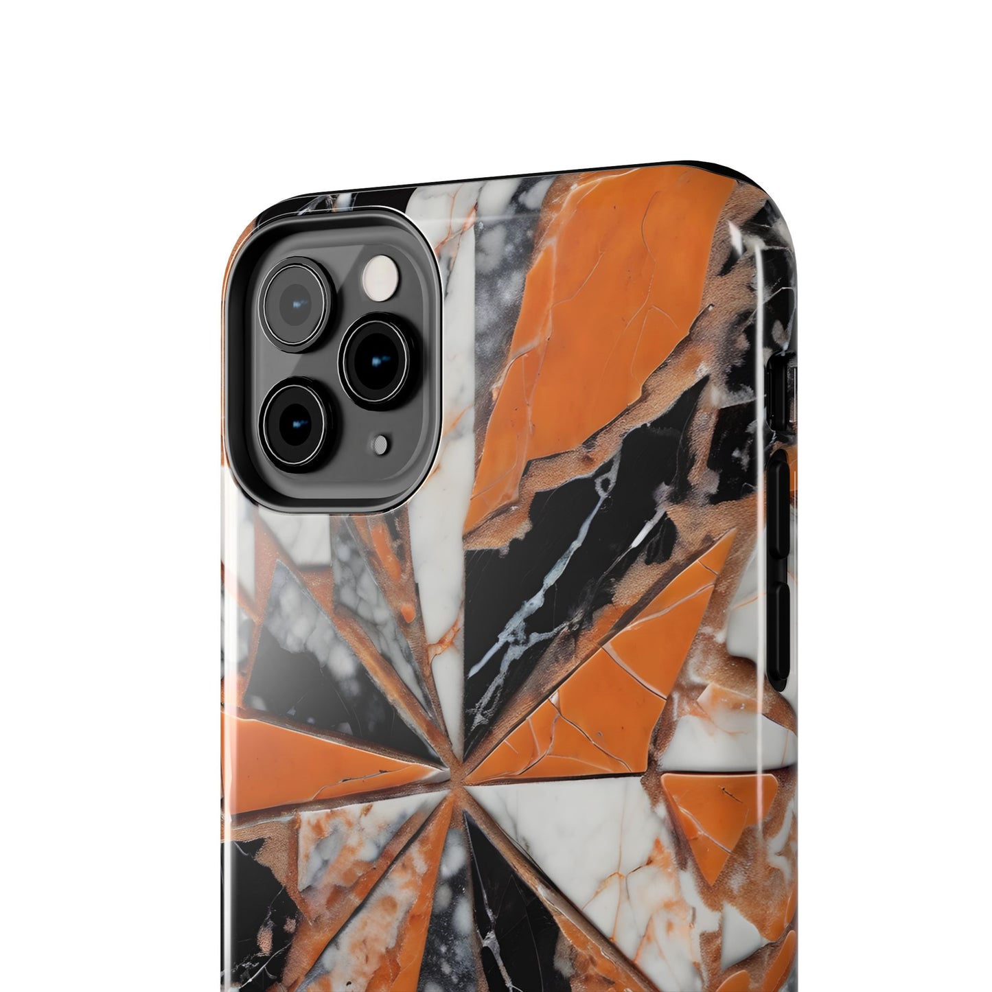 Shattered Pieces Marble Black and Orange Tough Phone Case - for iPhone