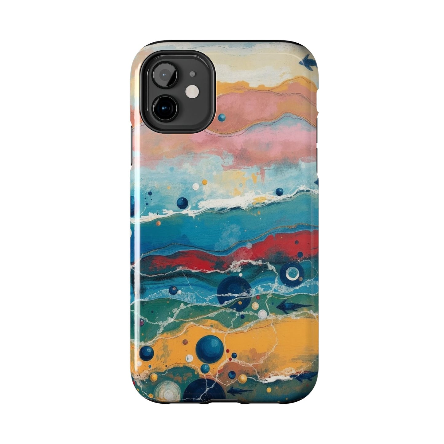 Artistic Tough Phone Case - Vibrant Waves Design for Unique Style