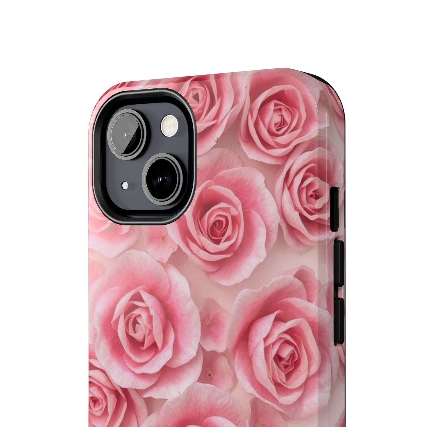 Floral Tough Phone Case - Pink Rose Design, Durable Protection for Flower Lovers