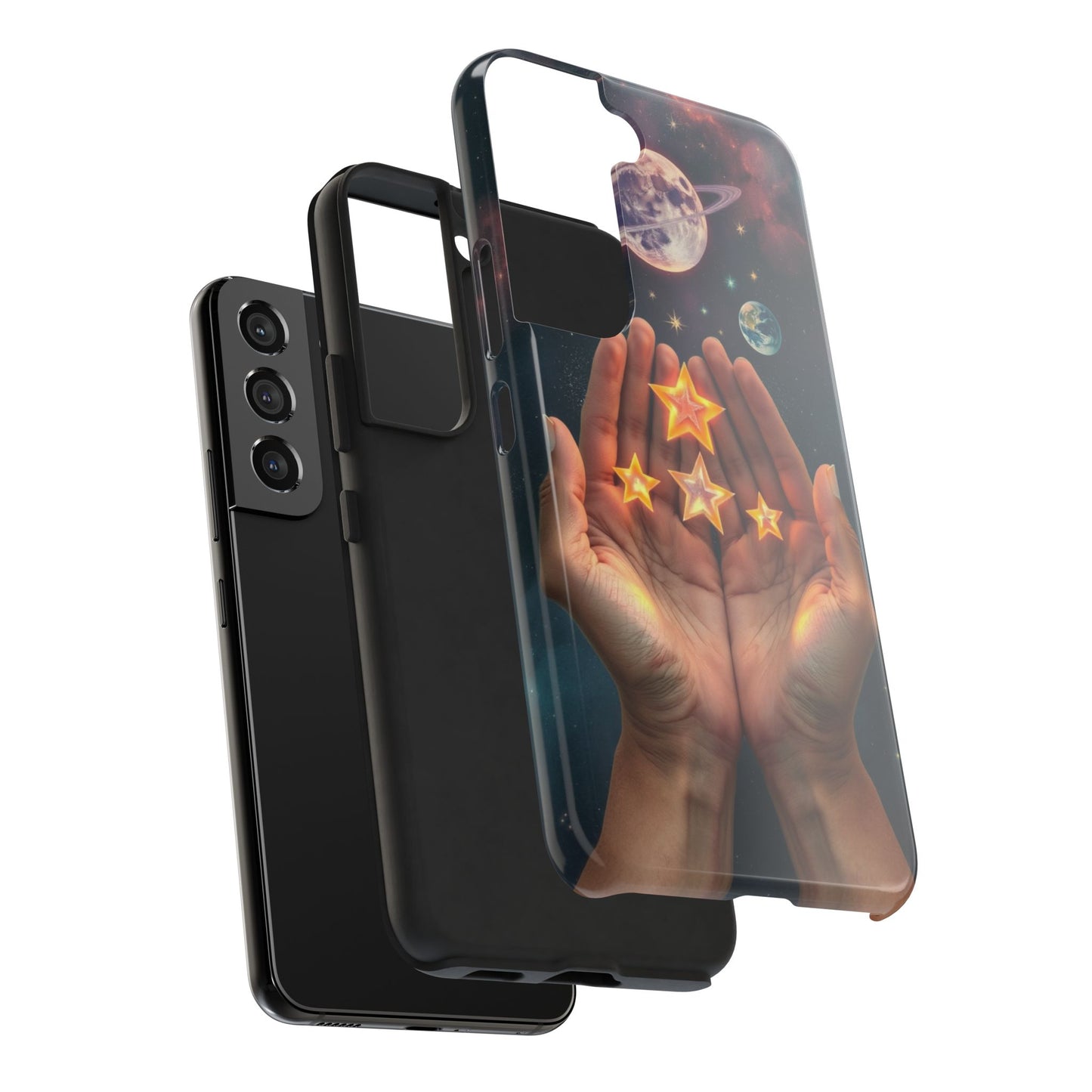 Galaxy Hands Tough Phone Case - Celestial Design for Star Lovers
