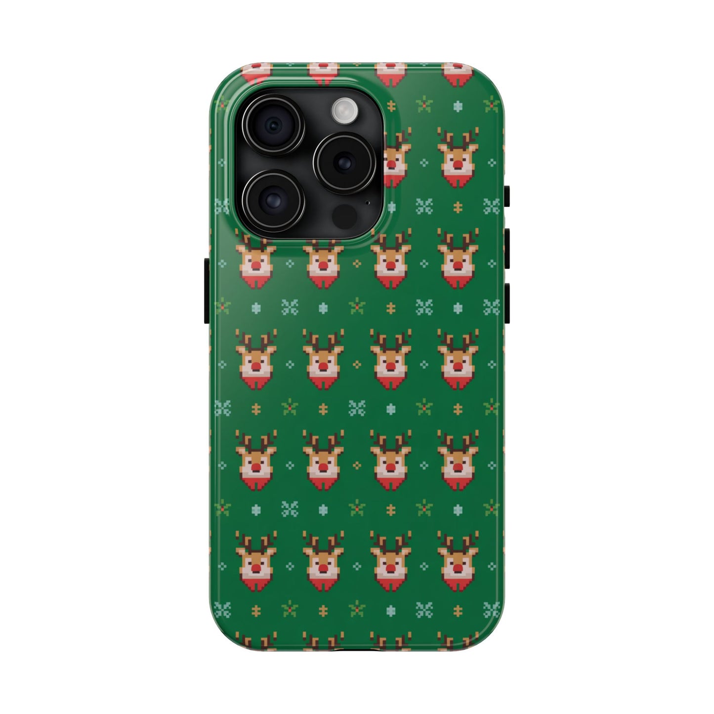 Pixel Art Christmas Rudolf Pattern Phone Case Green