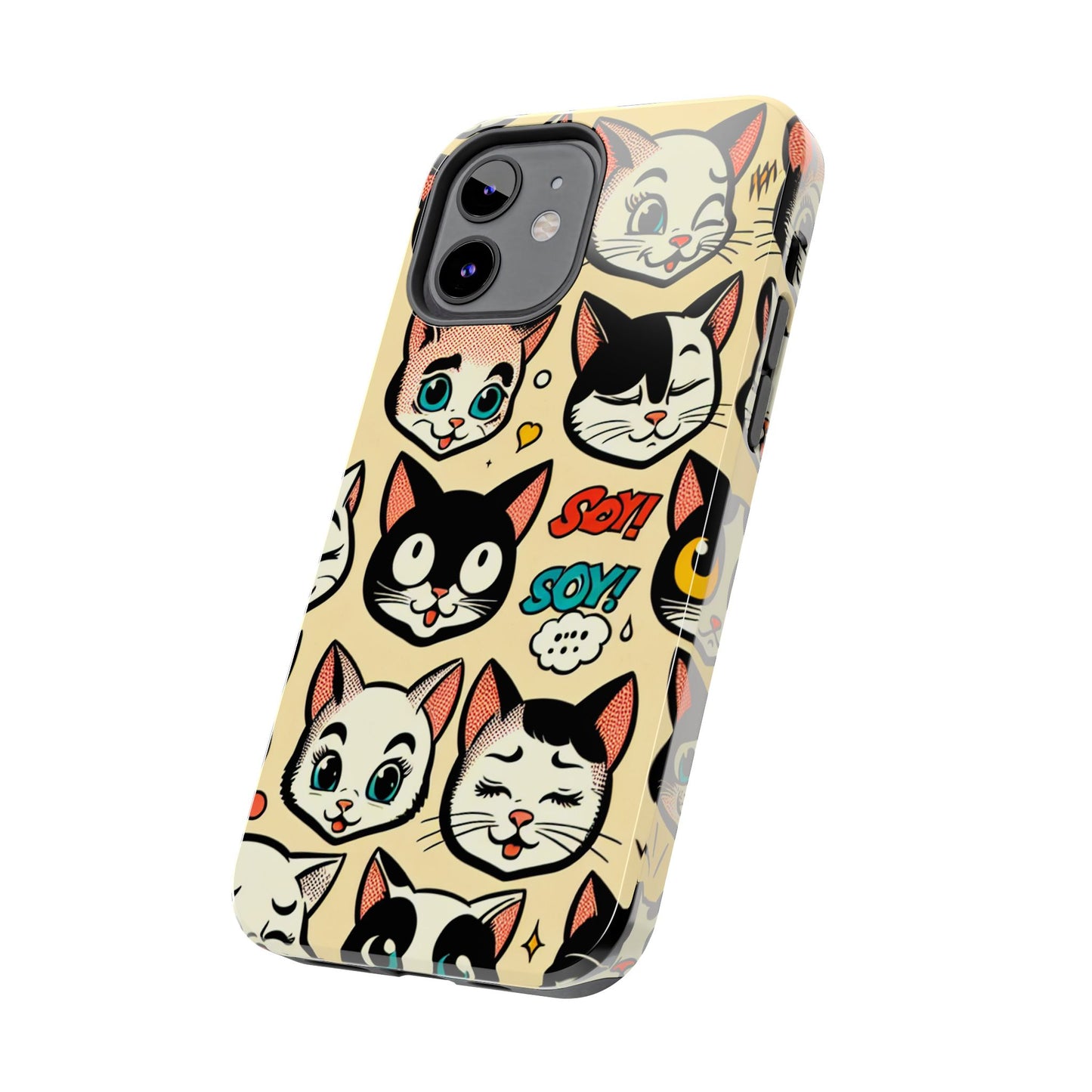 Playful Cat-Themed Tough Phone Case - Pet Pattern - for iPhone