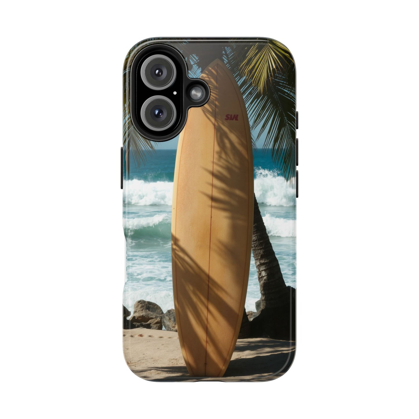 Tough Surfing Phone Case - Beach Vibes with Palm Trees & Surfboard