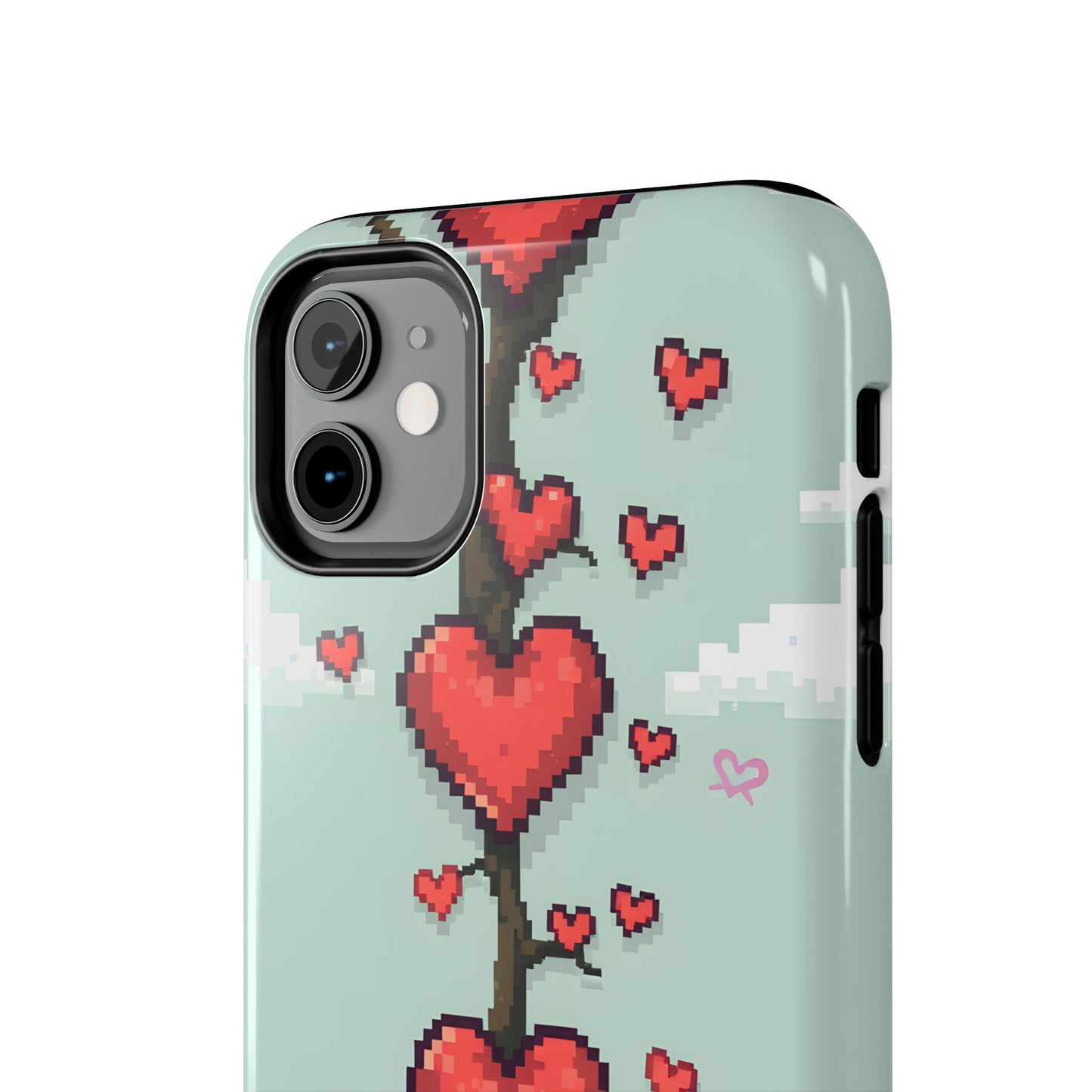 Pixelated Love Hearts Tree | Tough Phone Case - Cute Design - for iPhone