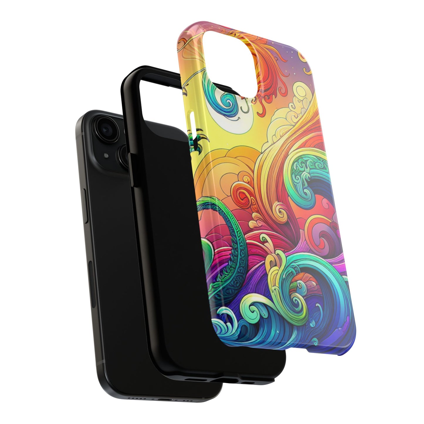 Fantasy Ocean Waves Tough Phone Case - Colorful Protective Cover - for iPhone