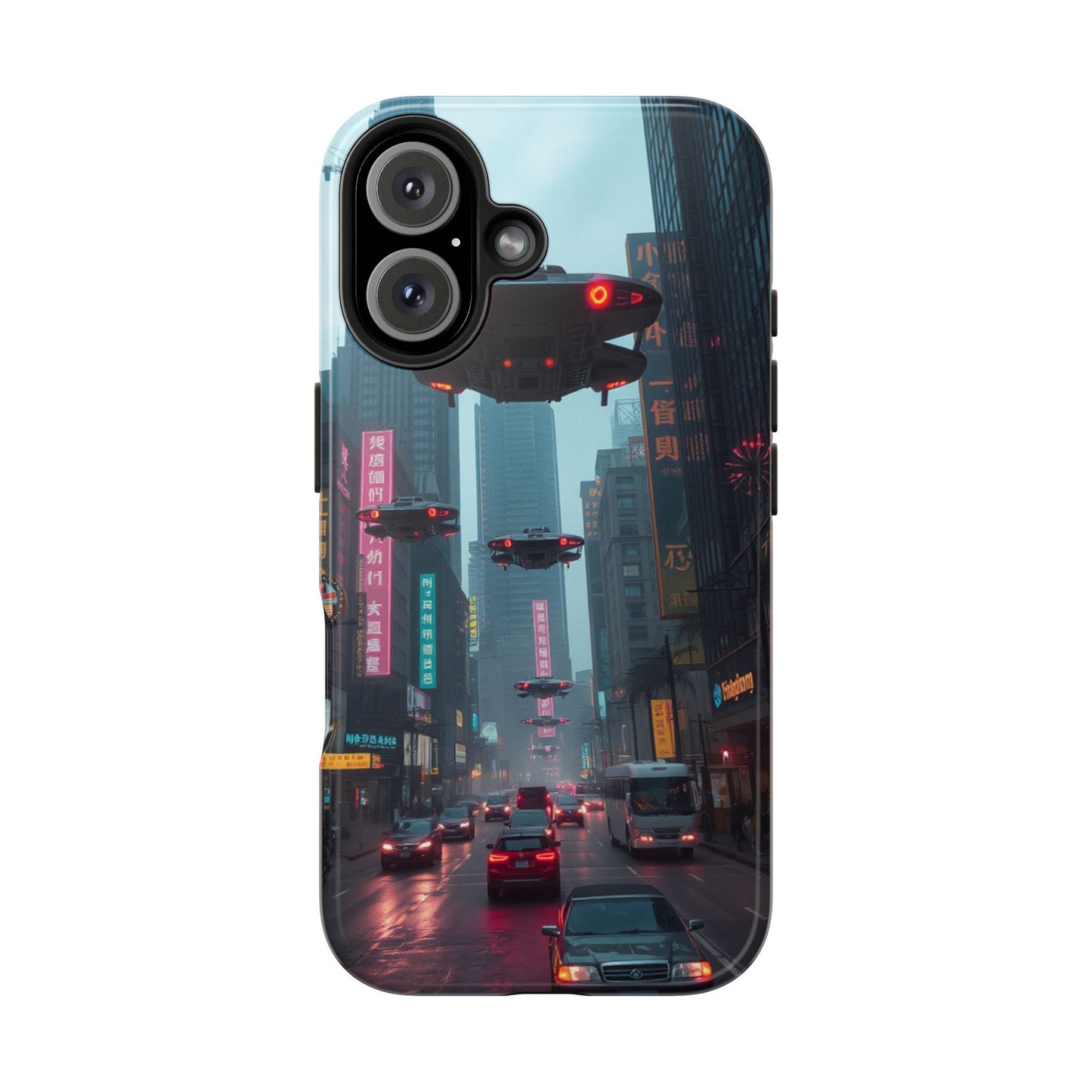 Futuristic City Tough Phone Case - Sci-Fi Design for Urban Explorers