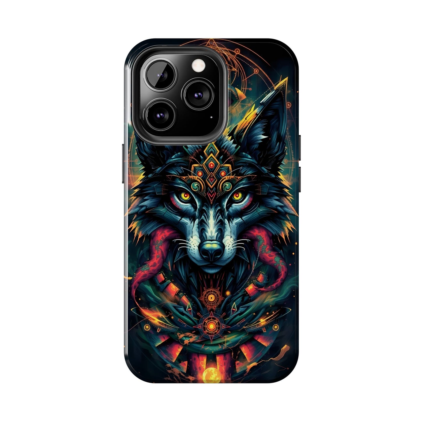 Vibrant Mystical Wolf Art Tough Phone Case - Durable & Unique Design for Animal Lovers - for iPhone