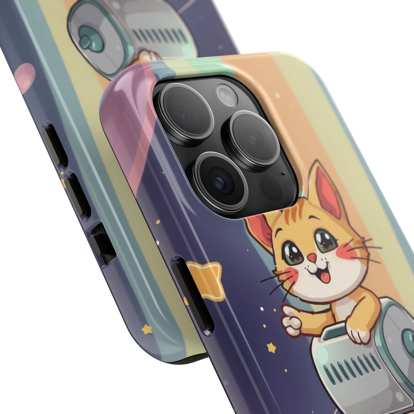Cute Cat Rocket Phone Case - Vibrant and Playful Tough Case