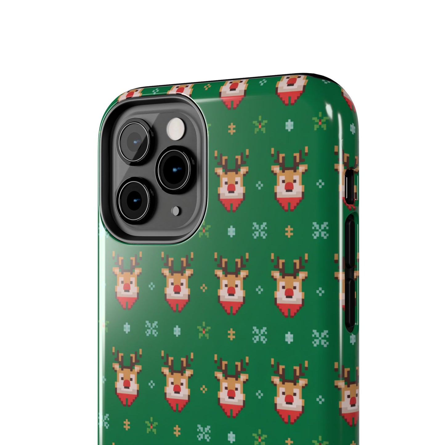 Pixel Art Christmas Rudolf Pattern Phone Case Green