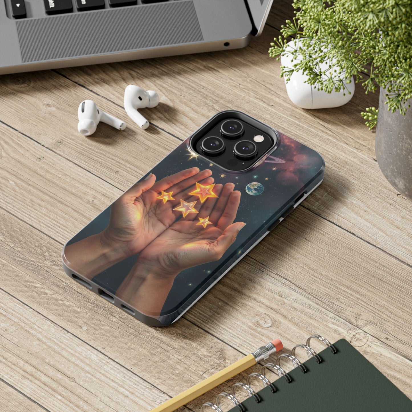 Galaxy Hands Tough Phone Case - Celestial Design for Star Lovers