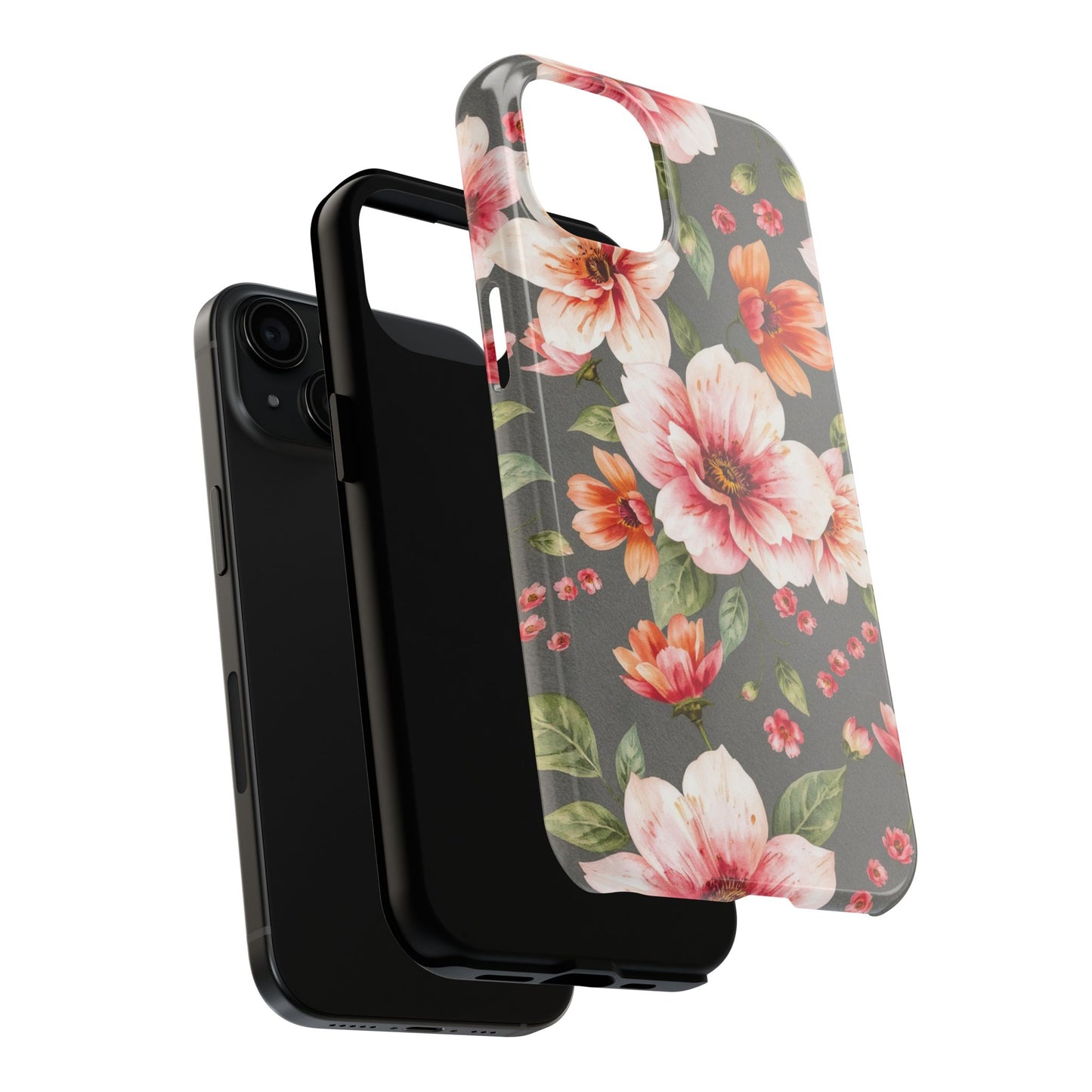 Floral Pink Tough Phone Case - Stylish & Durable Floral Design - for iPhone