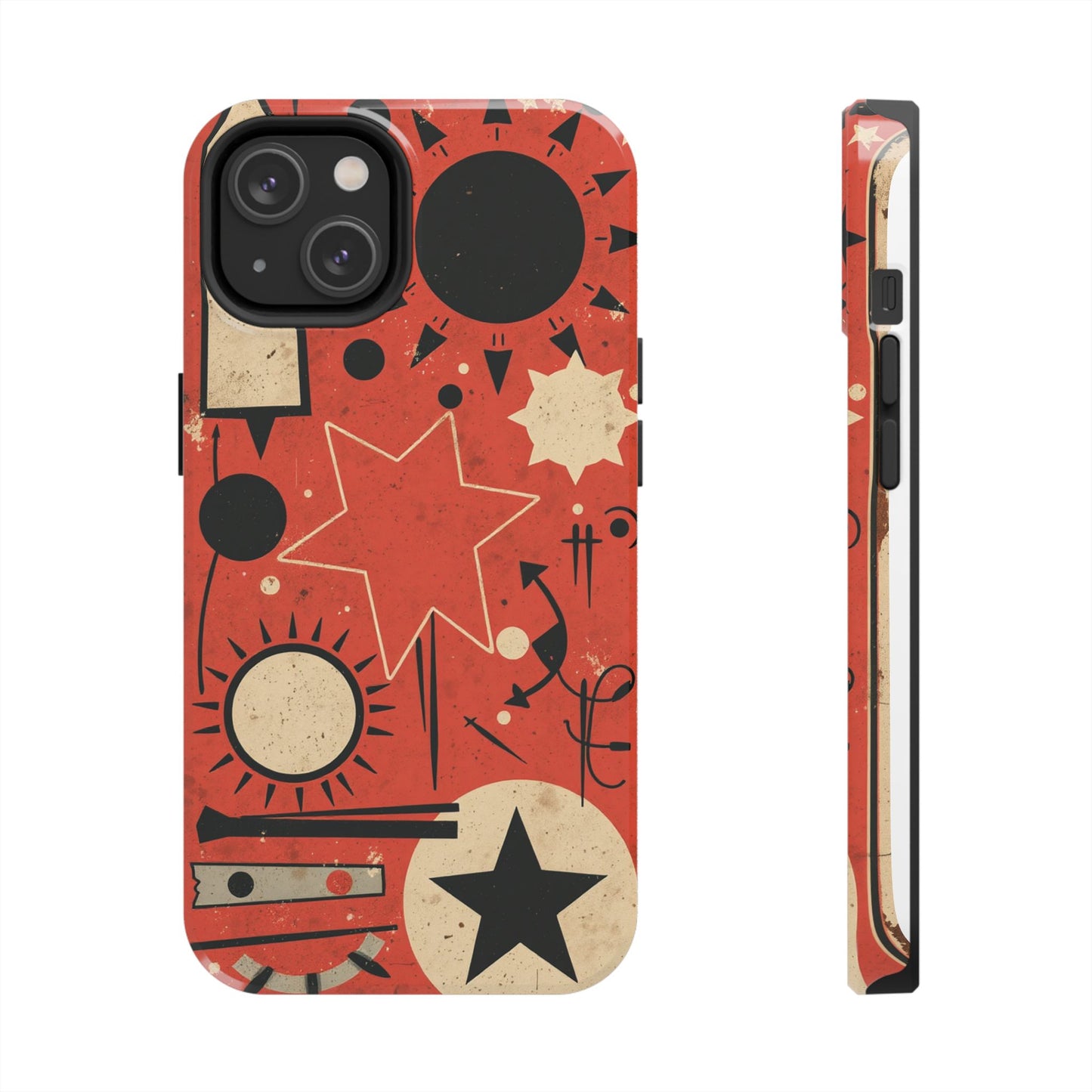 Retro Bold Tough Phone Case - Unique Geometric Design - for iPhone