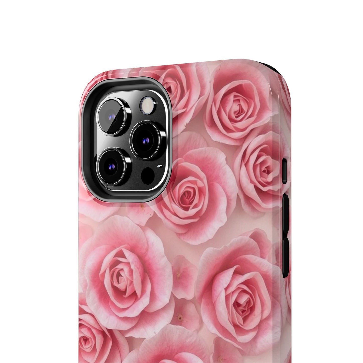 Floral Tough Phone Case - Pink Rose Design, Durable Protection for Flower Lovers