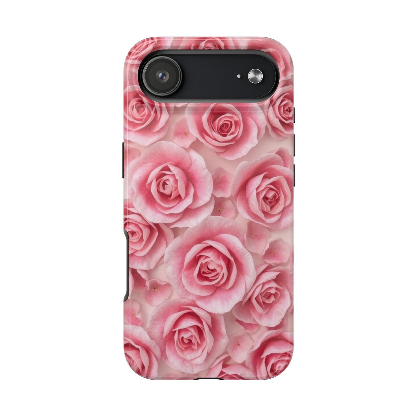Floral Tough Phone Case - Pink Rose Design, Durable Protection for Flower Lovers
