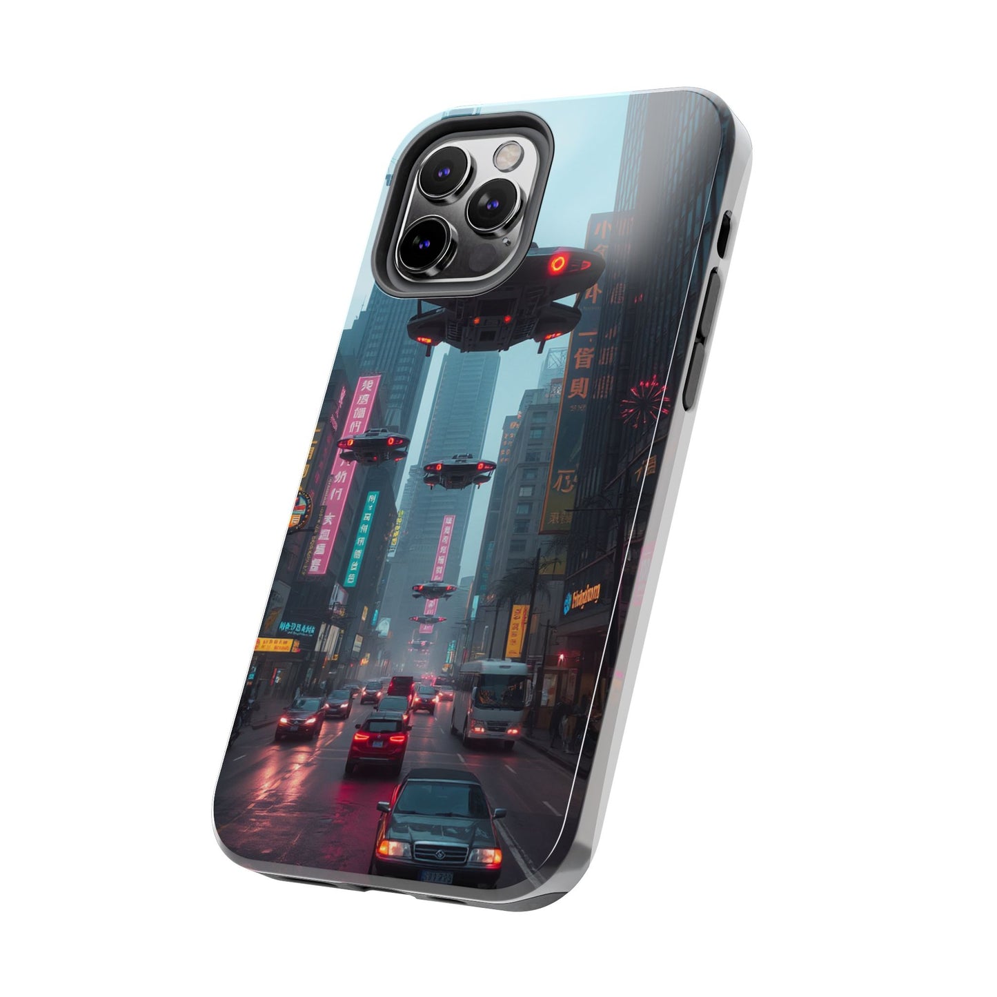 Futuristic City Tough Phone Case - Sci-Fi Design for Urban Explorers