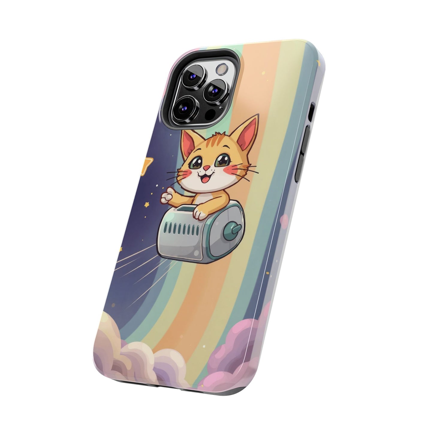Cute Cat Rocket Phone Case - Vibrant and Playful Tough Case