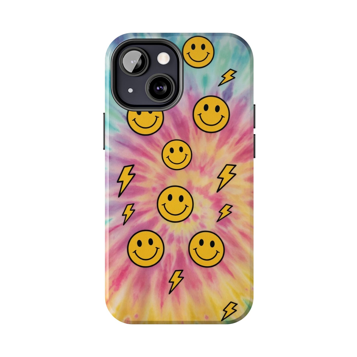 Colorful Smiley Lightning Tough Phone Case - Fun & Durable