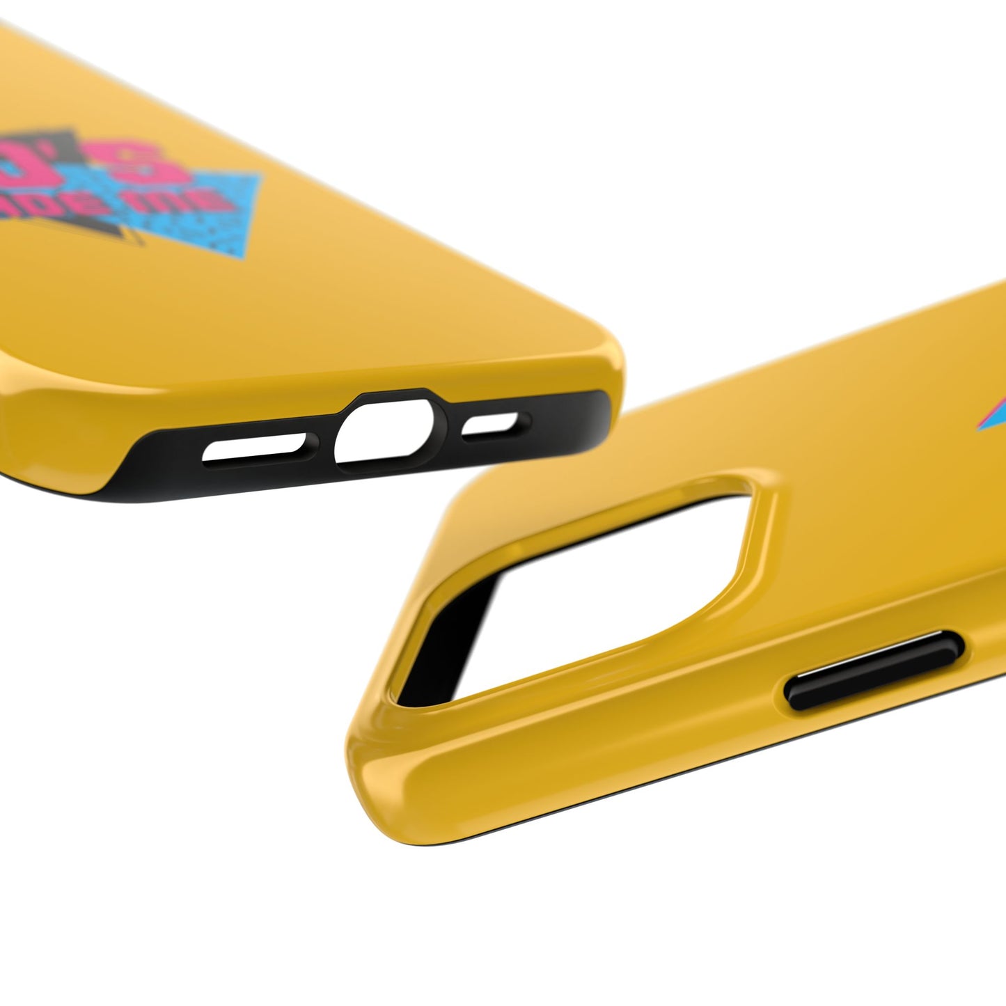 80's Made Me Tough Phone Case - Retro Yellow Silicone Cover - for iPhone