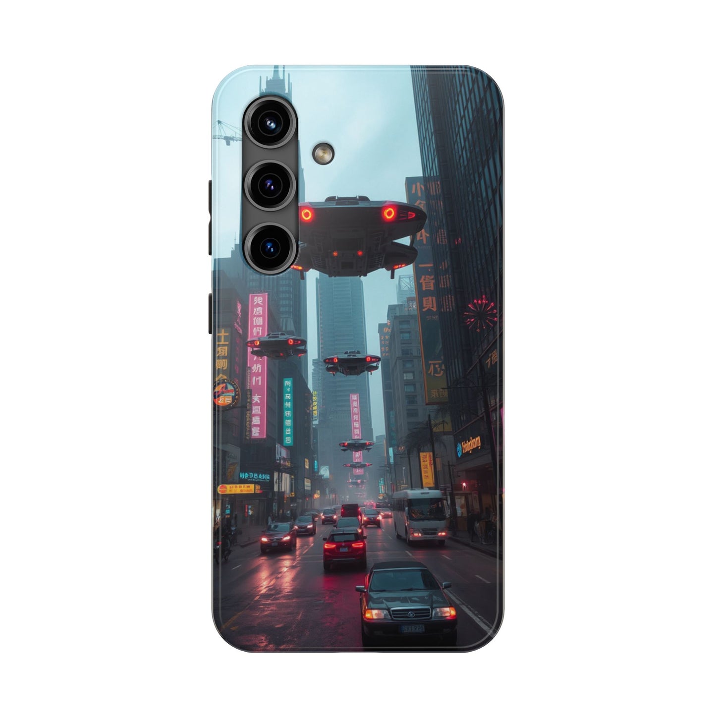 Futuristic City Tough Phone Case - Sci-Fi Design for Urban Explorers