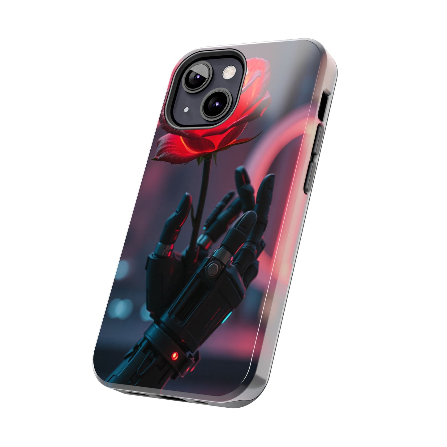 Futuristic Tough Phone Case with Robotic Rose Design | Durable Protection