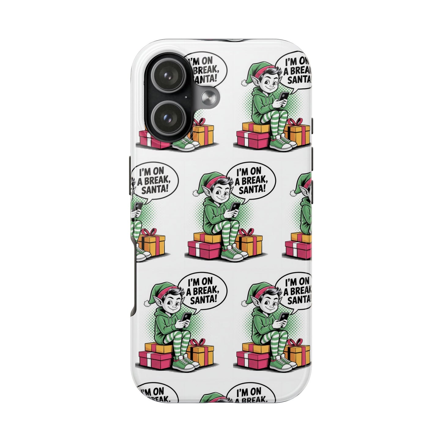 Christmas Elf Tough Phone Case - I'm on a Break, Santa Pattern!