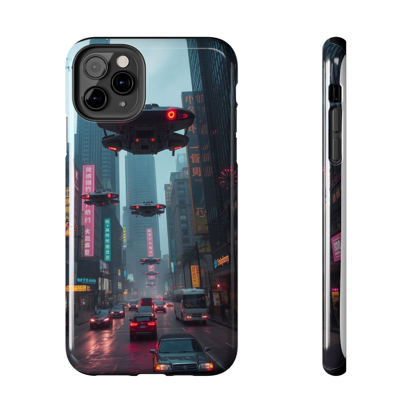 Futuristic City Tough Phone Case - Sci-Fi Design for Urban Explorers