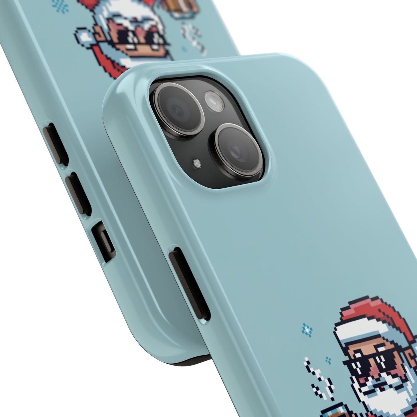 Pixel Art Santa Claus iPhone Case - Festive Tough Case with 'Be Good' Design