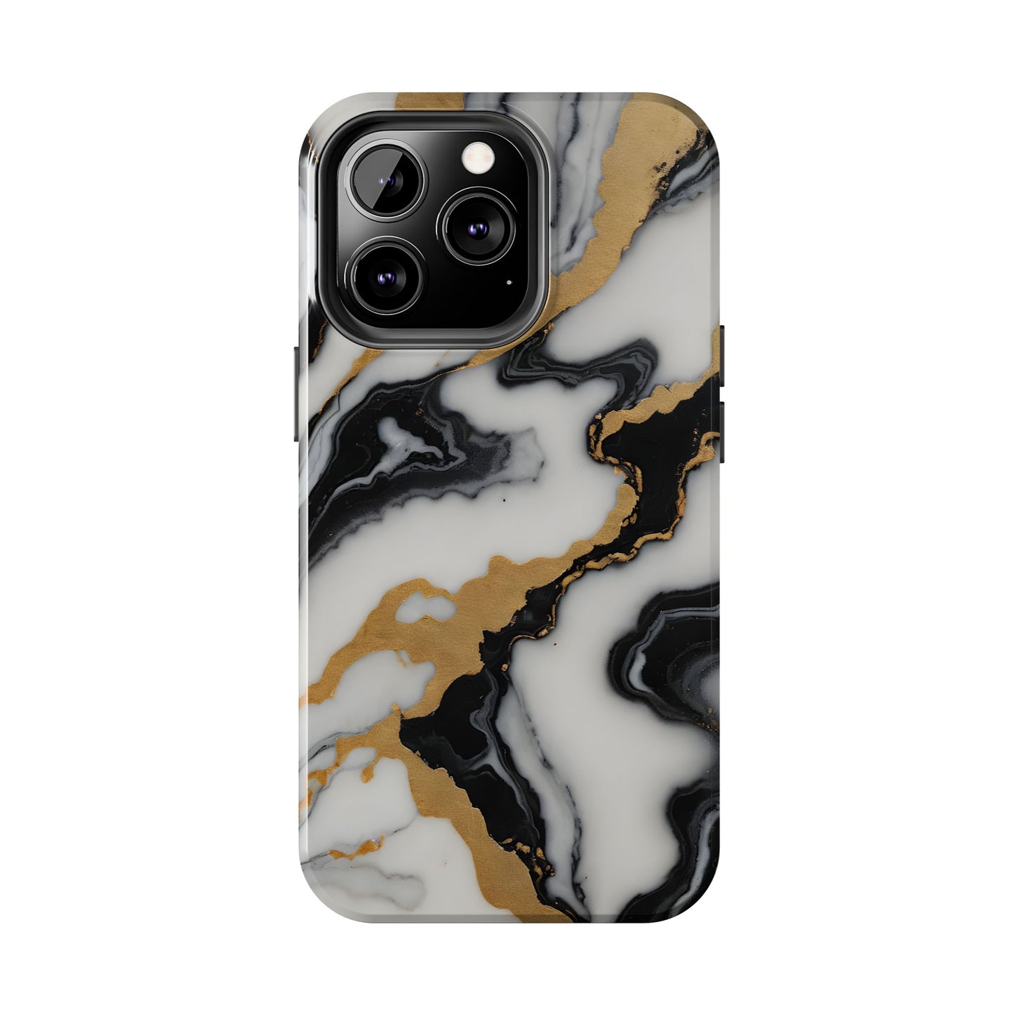 Elegant Gold Marble Tough Phone Case - Stylish Protection for Your iPhone