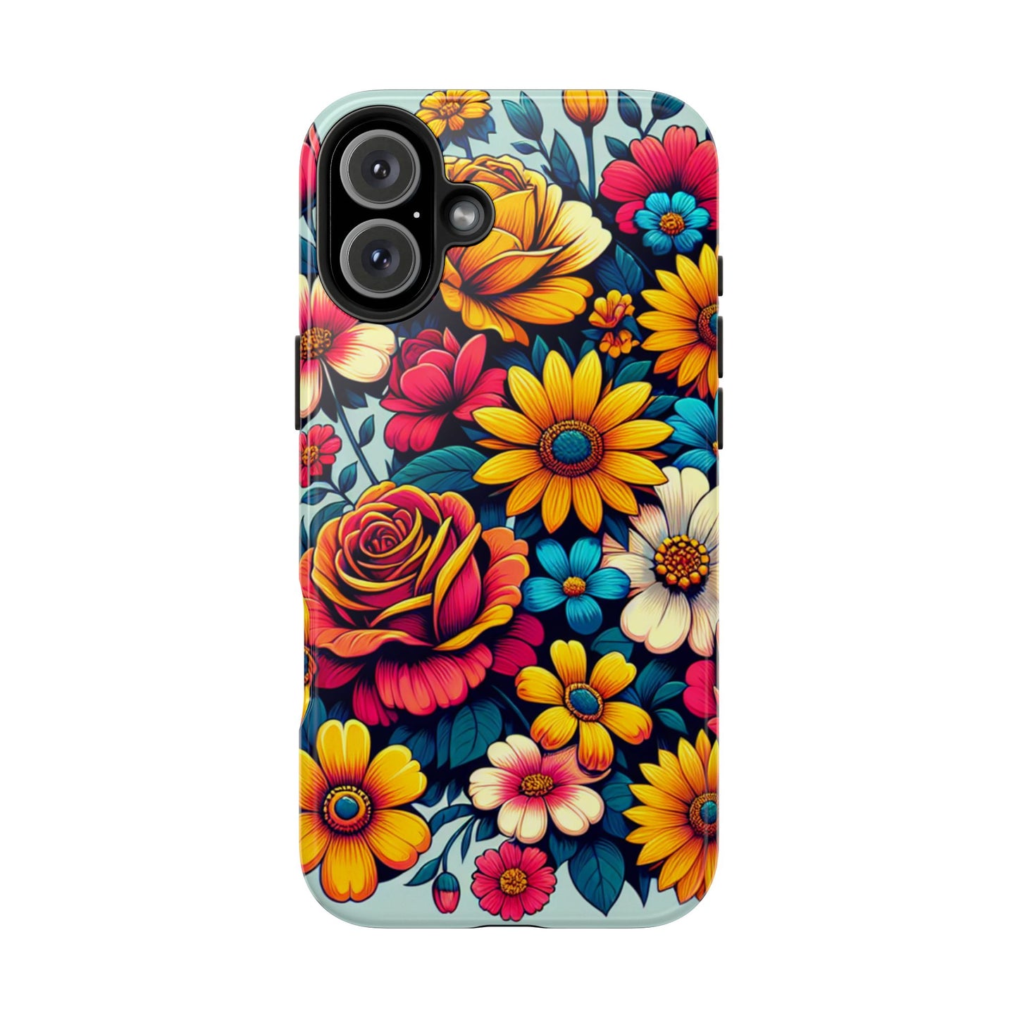 Vibrant Floral Tough Phone Case - Colorful Flower Design - for iPhone