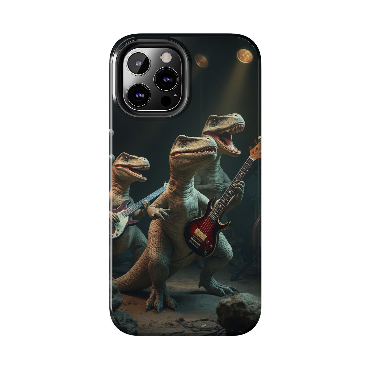Rockin' Dinosaur Tough Phone Cases - Perfect for Music Lovers and Kids!